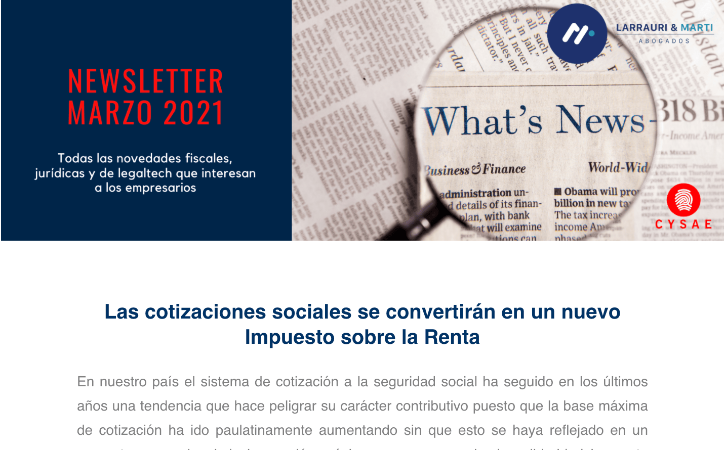 Newsletter de 2021-03-16